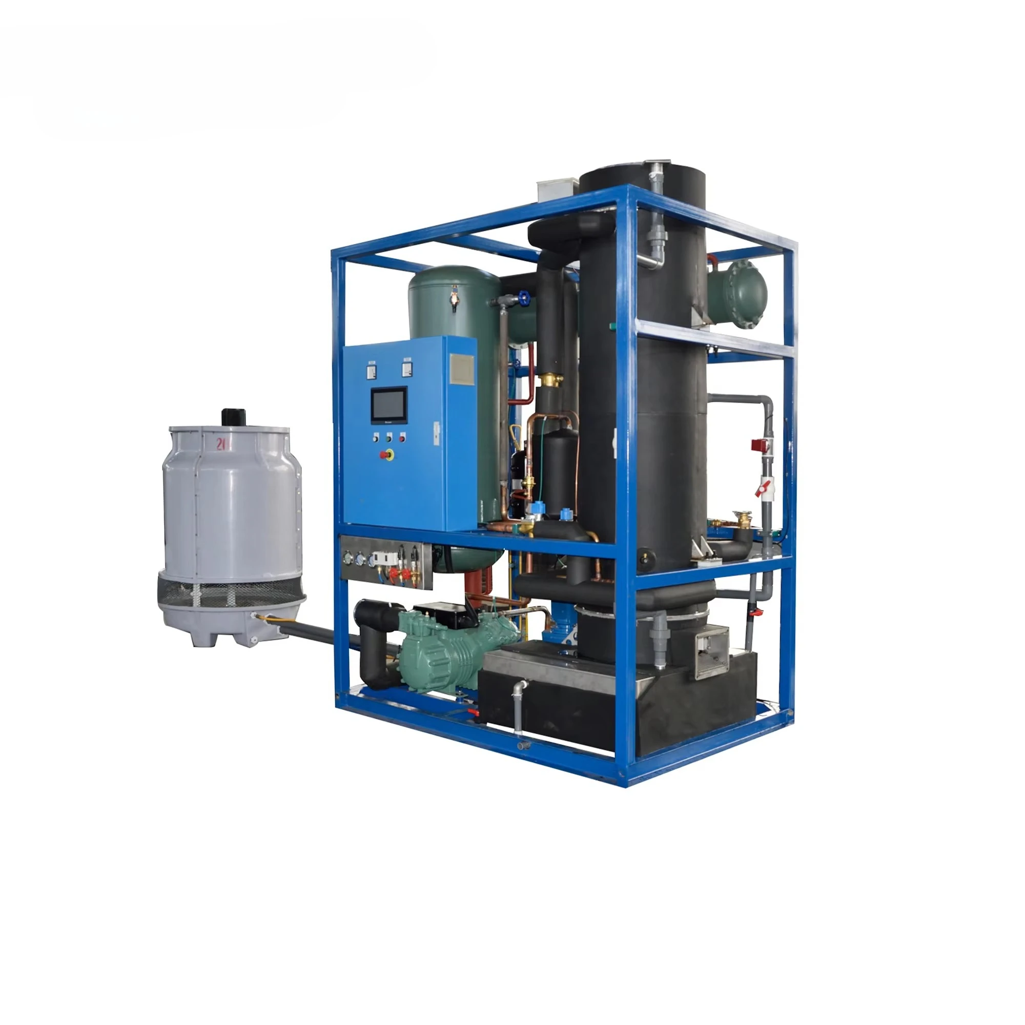 5 10ton Stainless Steel SUS 304A Tube Ice Machine with Water Air Cooling Tower Installation Service Bitzer Compressor