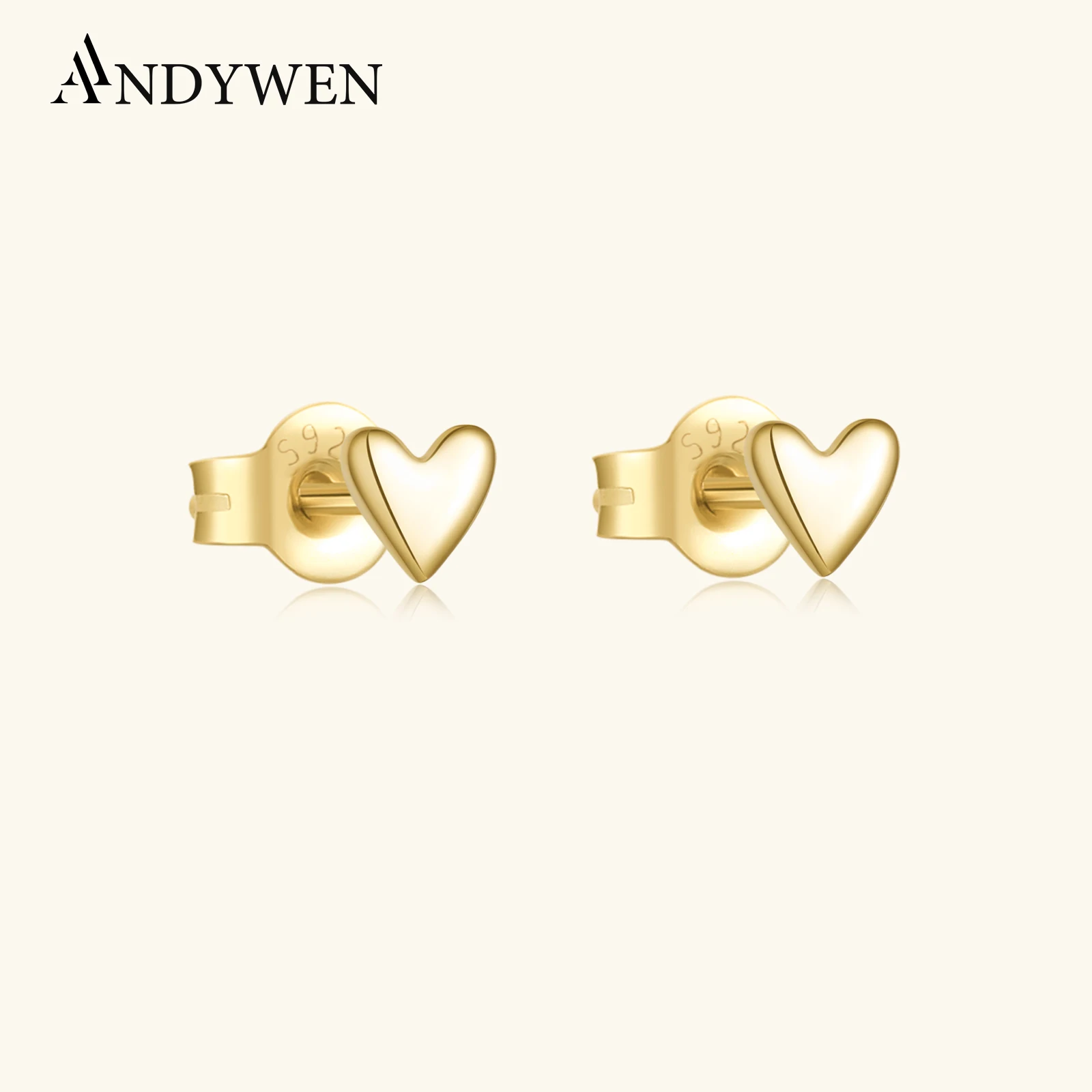 

ANDYWEN 925 Sterling Silver Heart Shape Small Love Stud Earring 2024 Dainty Trendy Gift Stuff for Women Fine Jewelry