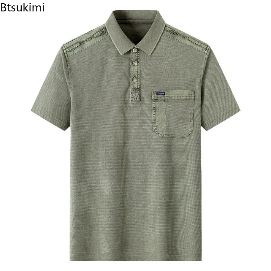

Летние мужские рубашки поло с короткими рукавами и лацканами, модные повседневные лоскутные дизайнерские рубашки, мужские свободные деловые топы с вышивкой, спортивные футболки