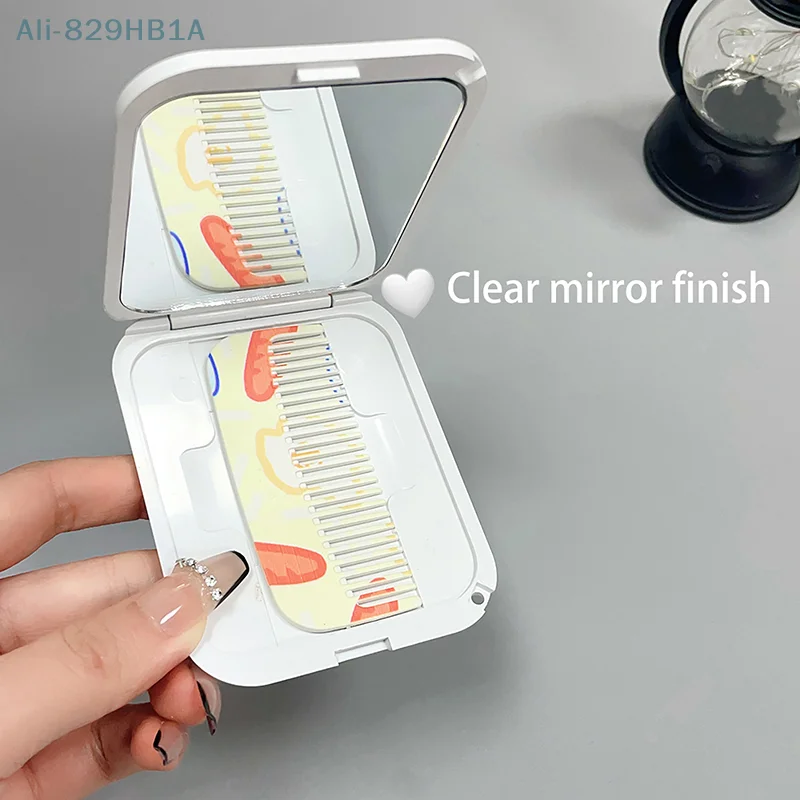 Miroir de Maquillage Pliable avec Peigne pour Femme et Fille, Créatif et Portable