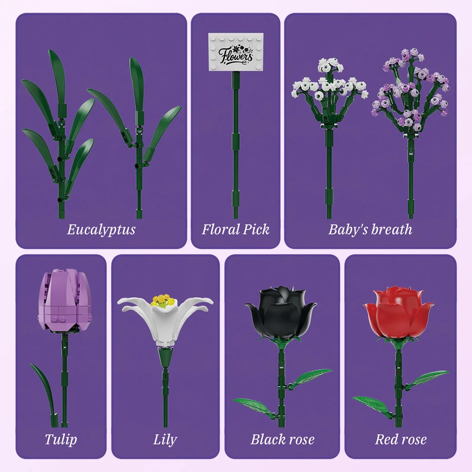 2026 Dark Romance Gothic Rose Bouquet Building Blocks Set Educational DIY Flower Model Kit Gift for Girls Mother Valentine's Day