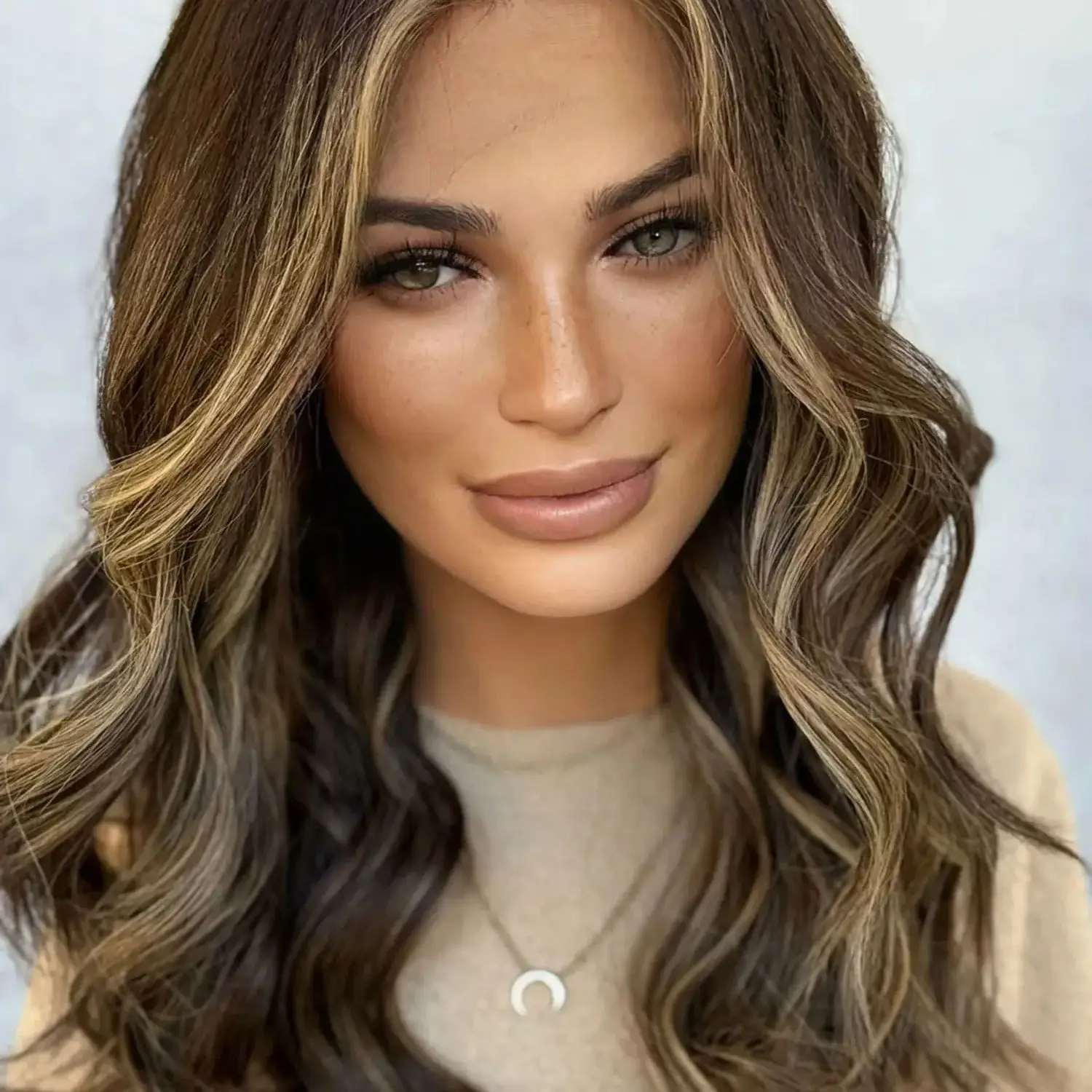 Loose Wave Medium Length 20 Inches Ombre Chestnut Brown Balayage Luxury Synthetic Lace Front Wig On Clearance Sale Easy To Wear