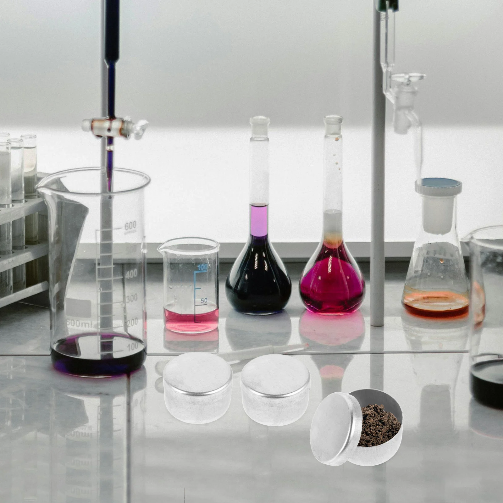 

4pcs Small Aluminum Jar For Round Container Cans Metal Collection Containers Lab Mini With Lids Sample Boxes Sampling Jars Labs