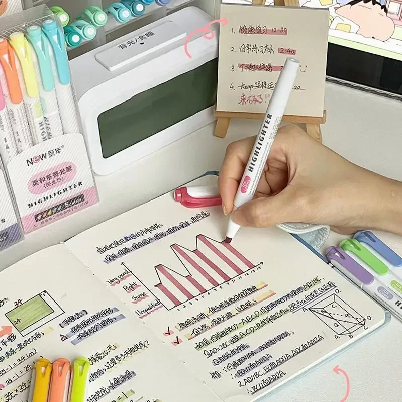 15 Colors Creative Double-headed Highlighter Set Student Classroom Colored Marker Pen DIY Journal Decoration Highlighters