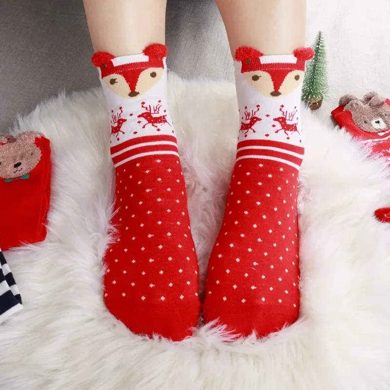 Nette Weihnachten Socken Winter Frauen Mädchen Warme Cartoon Tier Baumwolle Socken Weiche Bequeme Elastische Lange Strümpfe Mode Geschenke