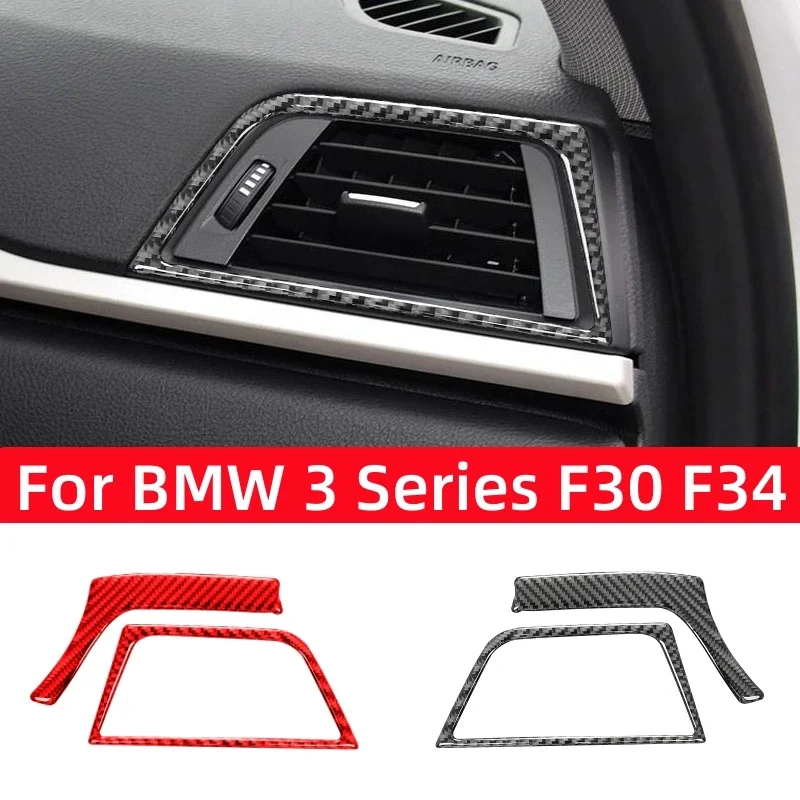 For BMW 3 Series GT F30 F34 2013-2016 Accessories Carbon Fiber Car Dashboard Both Sides Air Outlet Trim Frame Cover Stickers