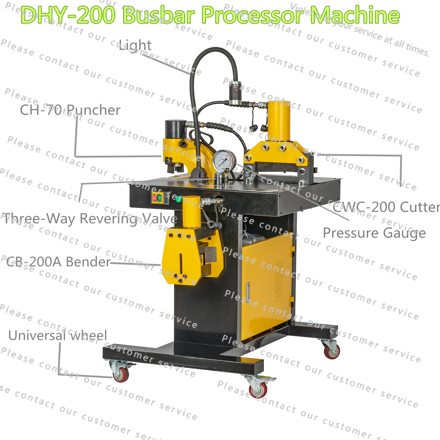 DHY‑200 3‑in‑1 Hydraulic Busbar Processing Machine for Cutting Bending Punching Copper Aluminum Busbar Fabrication