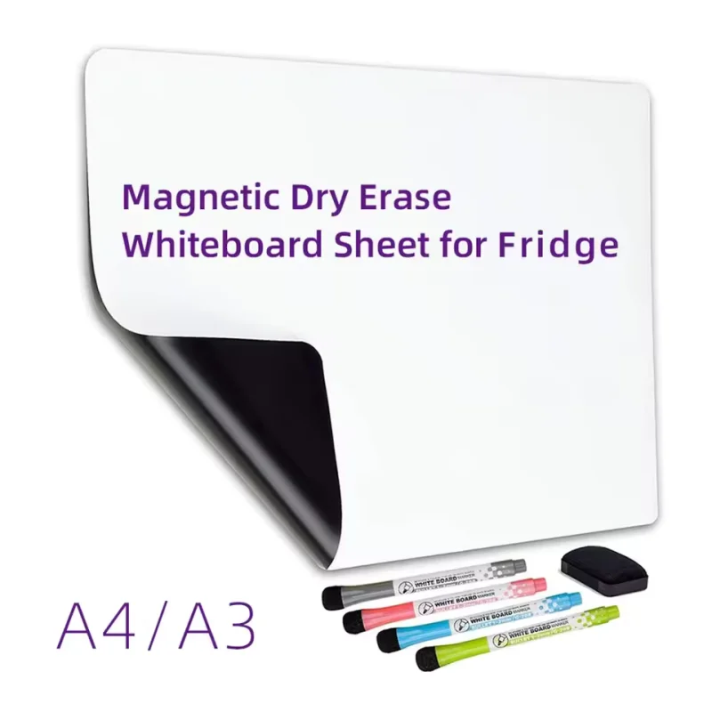 A3 A4 Dry Erase Magnetic White Board Sheet Flexible Self-Adhesive Whiteboard with Markers for Office Desk Workstation To-Do List