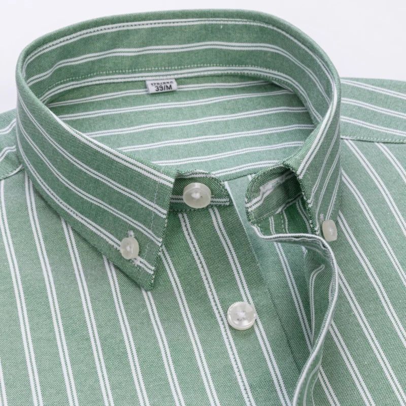 

S - 6XL 100% Cotton Classic Stripes Plaid Shirts Men Long Sleeves Casual Soft Cozy Men Shirt Long Sleeve Pocket Male Clothess