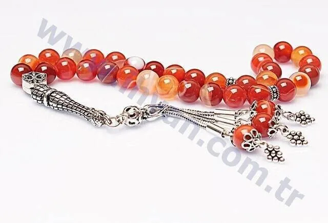 Iqrah agate stone rosary、925スターリングシルバー