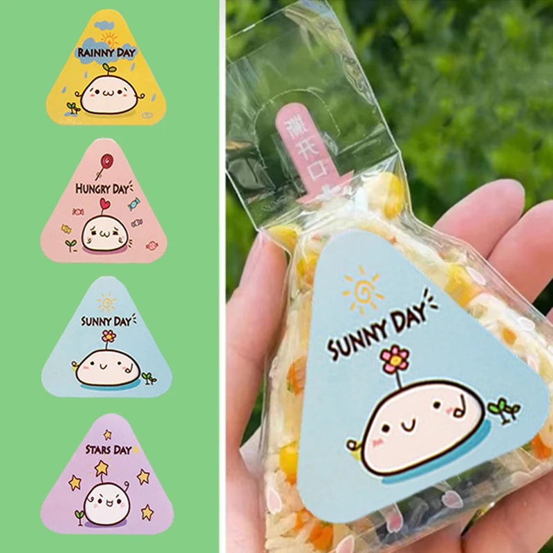 Cartoon Triangle Rice Ball Packing Bag Sticker Nori Seaweed Onigiri Sushi Bag Stickers Sushi Making Mold Tools Bento Accessories