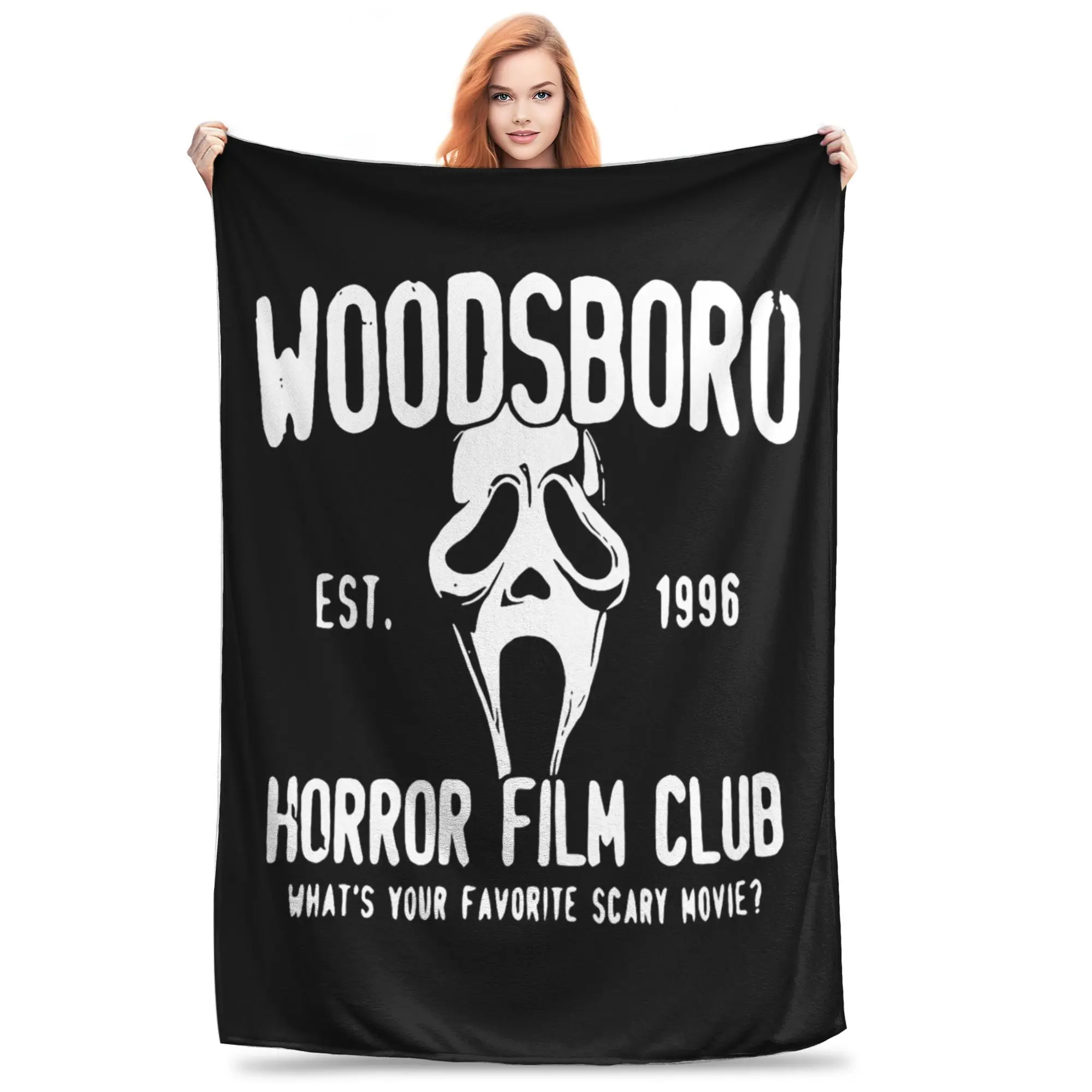 Scream woodsboro film club Blankets Soft Warm Flannel Throw Blanket Cover for Bed Living room Picnic Travel Home Sofa