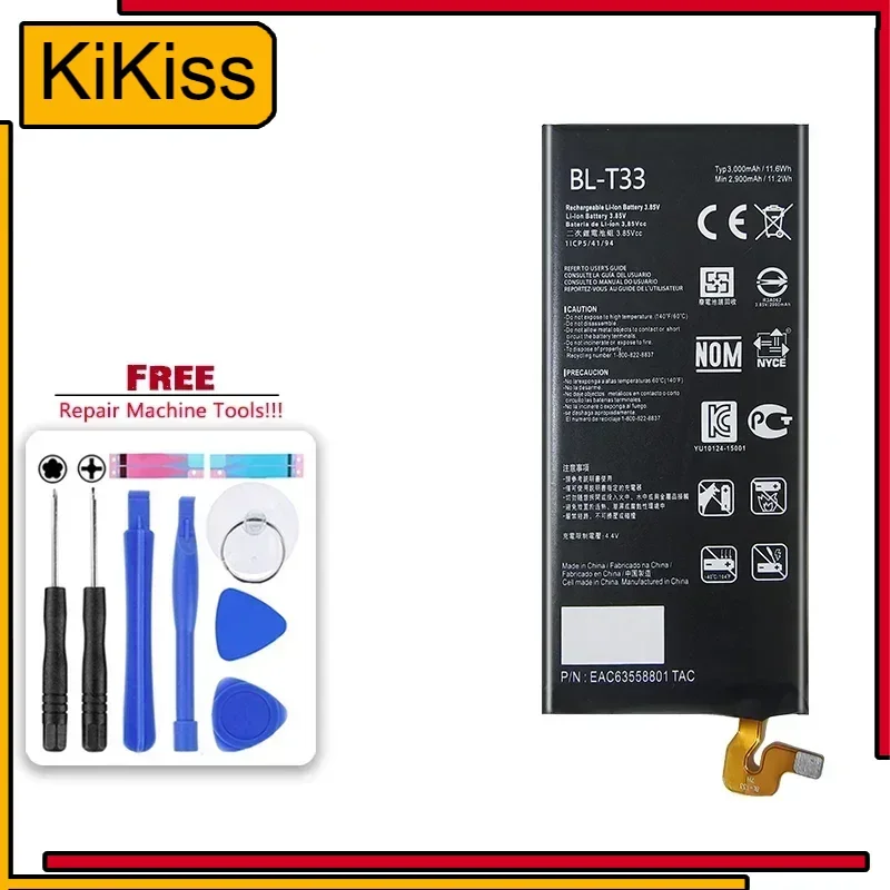 3000mAh BL-T33 Battery For LG Q6 M700A M700AN M700DSK M700N Mobile Phone Bateria + Free Tool