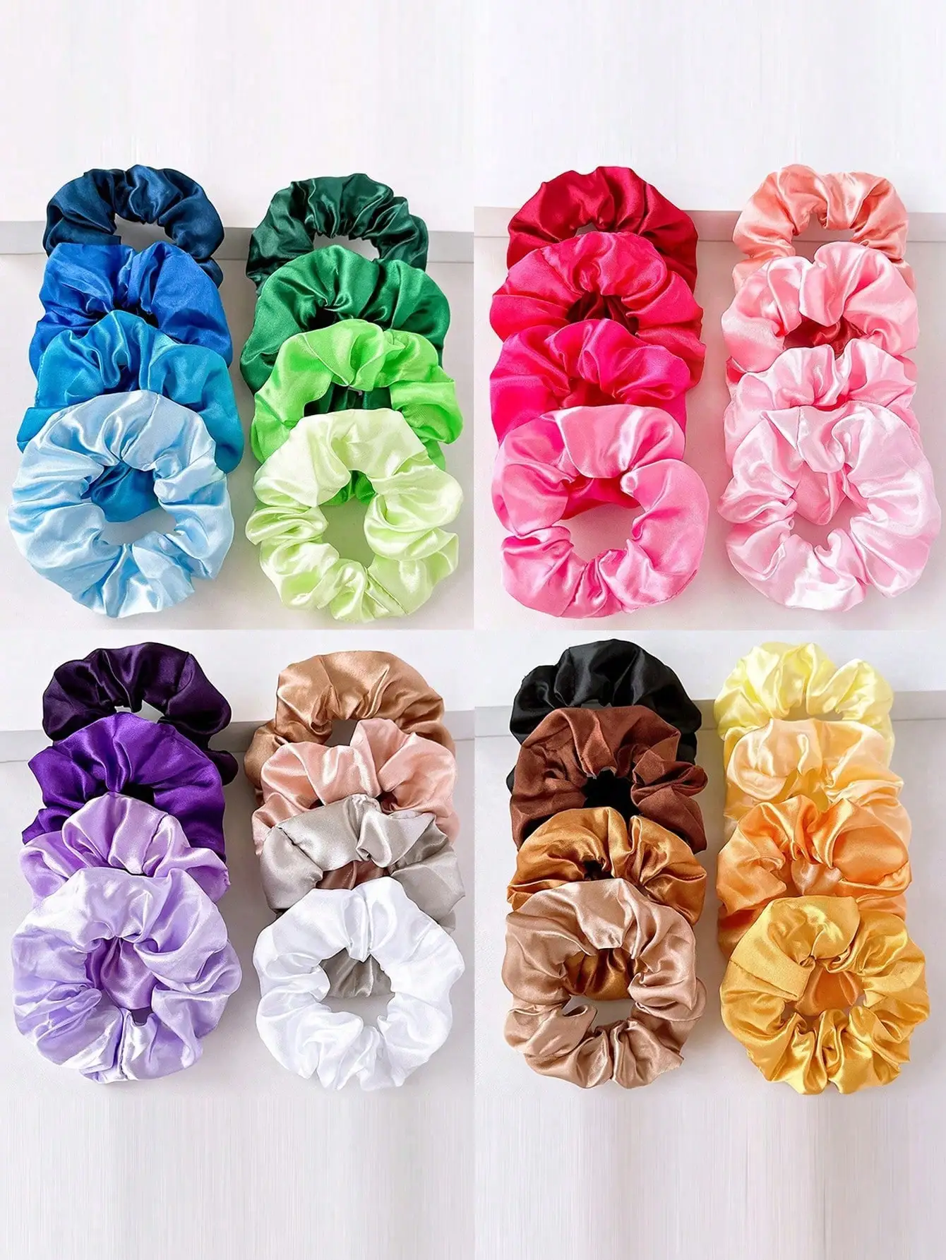 8PCS Solid Color Satin Hair Scrunchies Silk Elastic Hair Bands Ponytail Holders Soft Hair Ties Women Hair Accessories