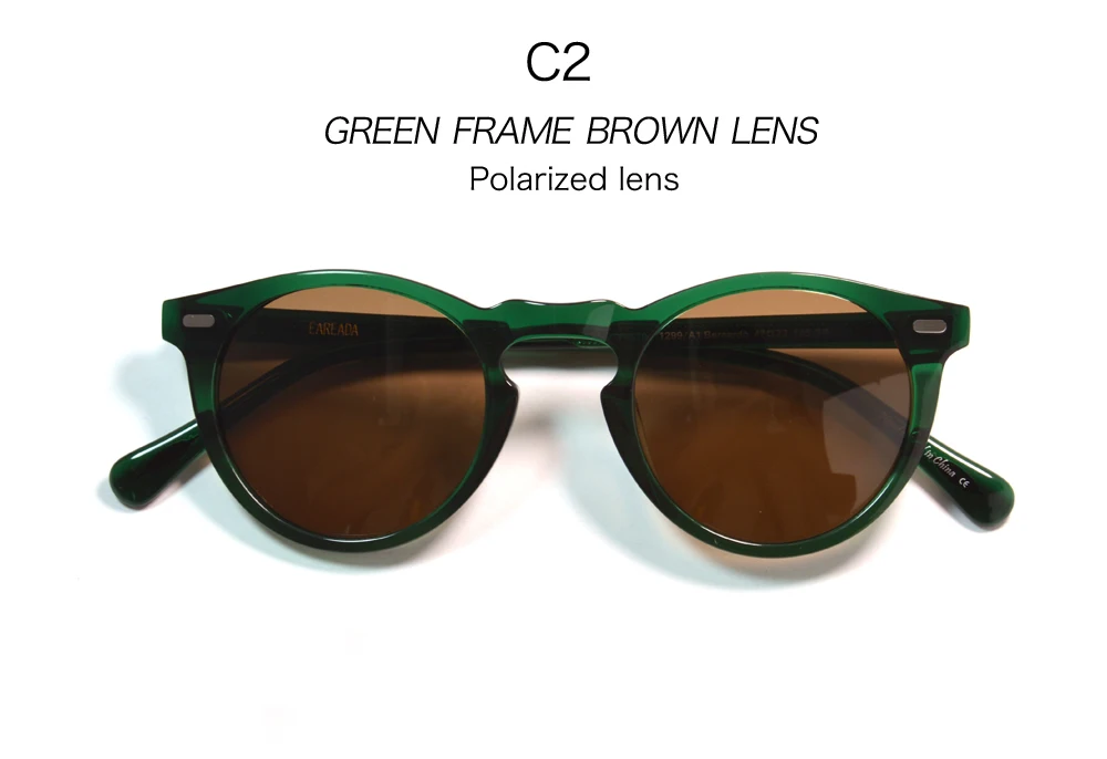 Trending Gregory Peck OV5186 Kreis Transparenter Achat Grüner Rahmen Polarisierte UV400 Sonnenbrille Retro Runde Sundown Fade Brillen – Detail 8