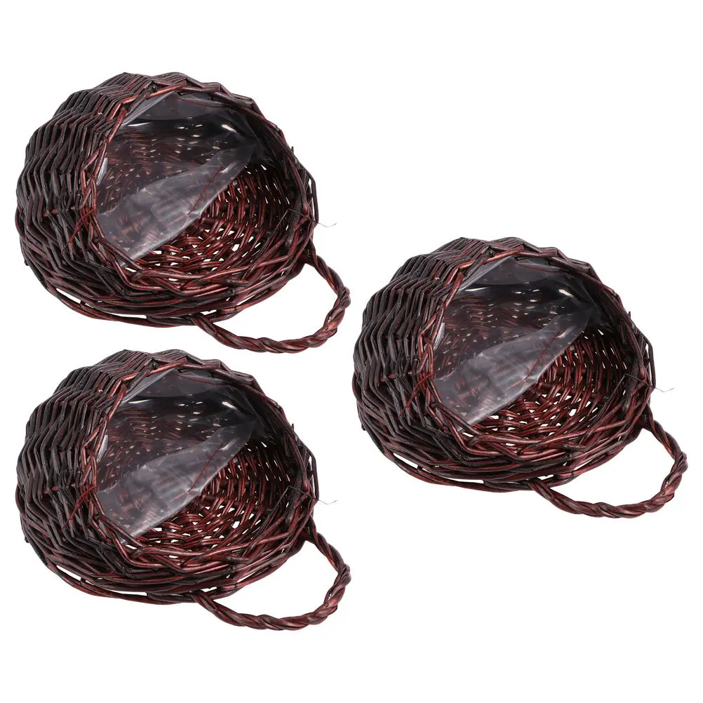 

3Pcs Wall Hanging Basket Wicker Woven Planter for Living Room Bedroom Natural Decorative Flower Holder with Space Saving Design