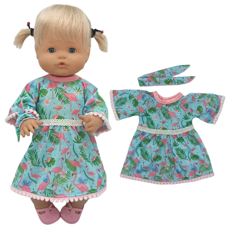 40cm Baby Doll Flower Flamingo Dress for Nenuco Clothes Ropa Y Su Hermanita Toys Dolls Clothes