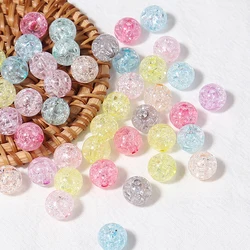 50/100pcs Acrylic Crackle Beads 6/8/10/12mm Mix Color Loose Charms Round Bead for Handmade Jewelry Making DIY Bracelets Necklace