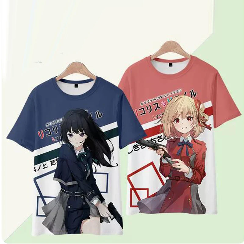 

Anime Lycoris Recoil 3D Print T Shirt Women Men Summer O-neck Short Sleeve Funny Tshirt Kawaii Graphic Tees Streetwear Cosplay