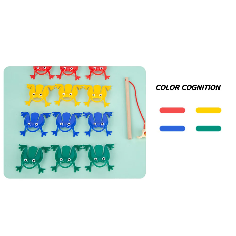 Pesca educativa para niños, ranas, juguetes para bebés, juego divertido magnético de madera