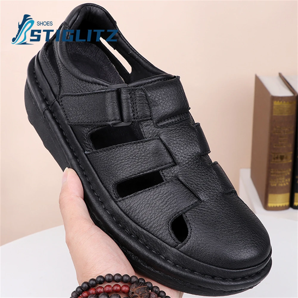 Solid Color Hollow Woven Roman Sandals Flat Concise Casual Sandals Oxford Soft Soled Genuine Leather Comfortable Shoes 2023 New