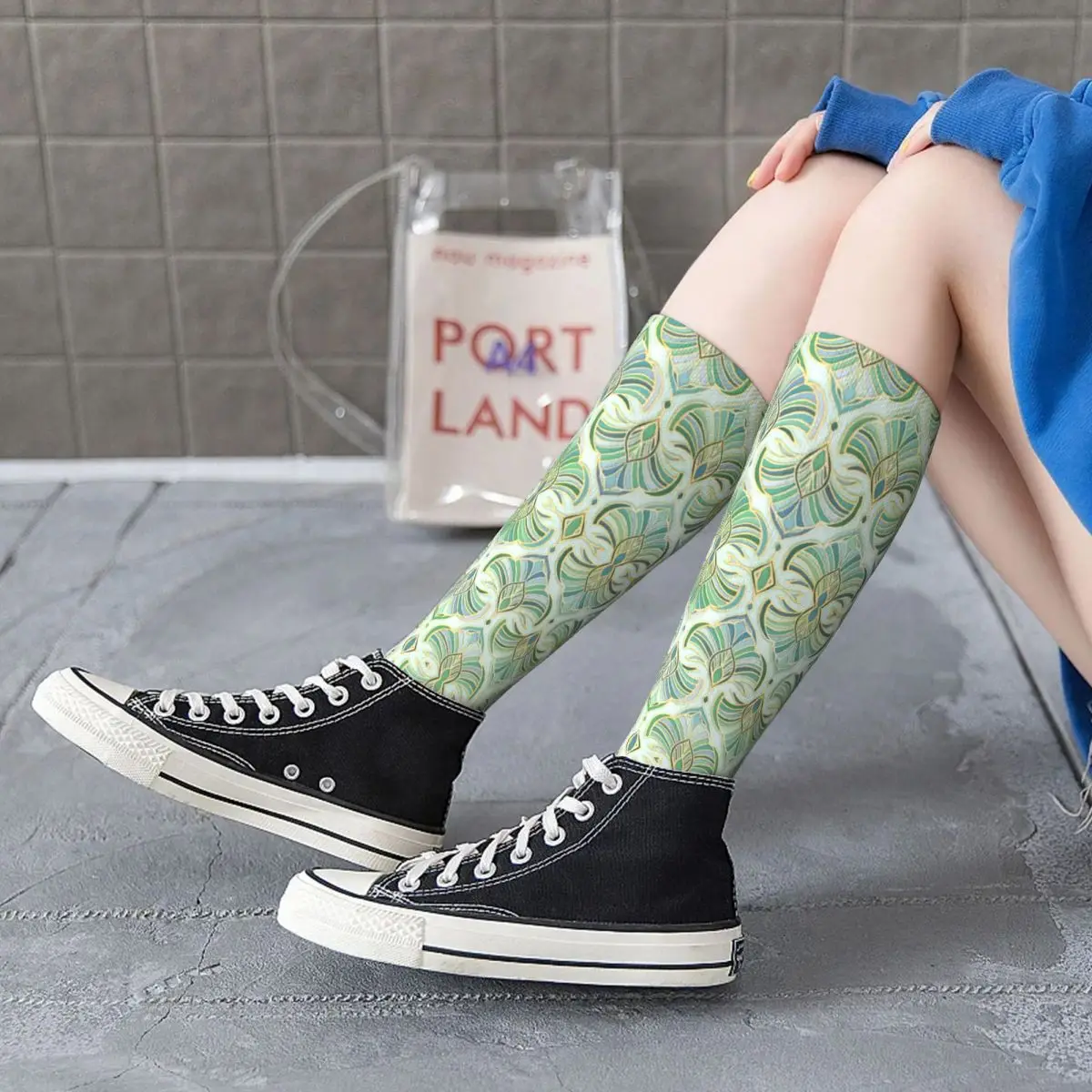 Jade Emaille Kunst Fan Socken Harajuku hochwertige Strümpfe die ganze Saison lange Socken Zubehör für Unisex Weihnachts geschenke