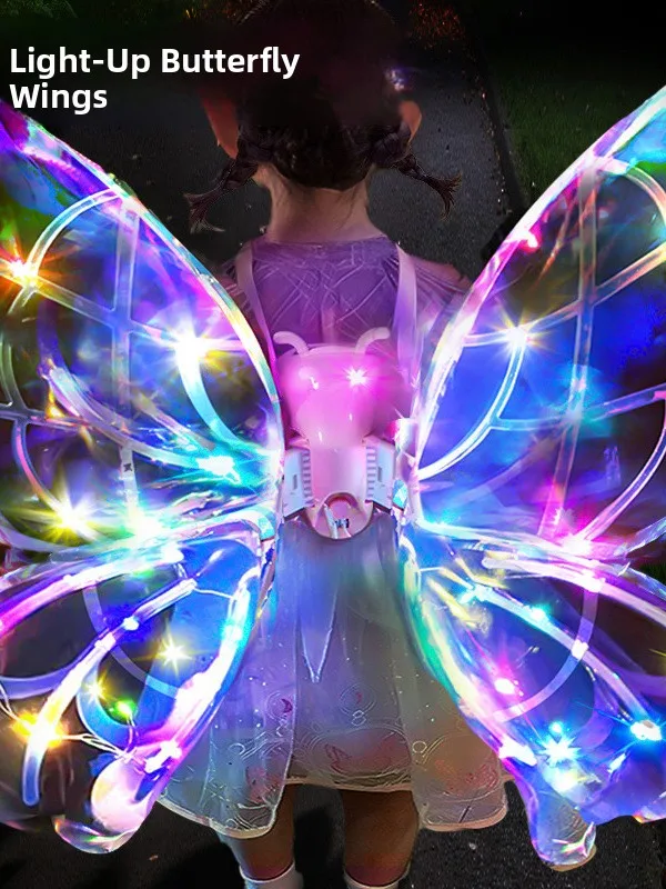 

Girls Glowing Wings Toy with Light And Music Angel Elf Wings Children Gift Luminous Toys for Kids Outdoor Play