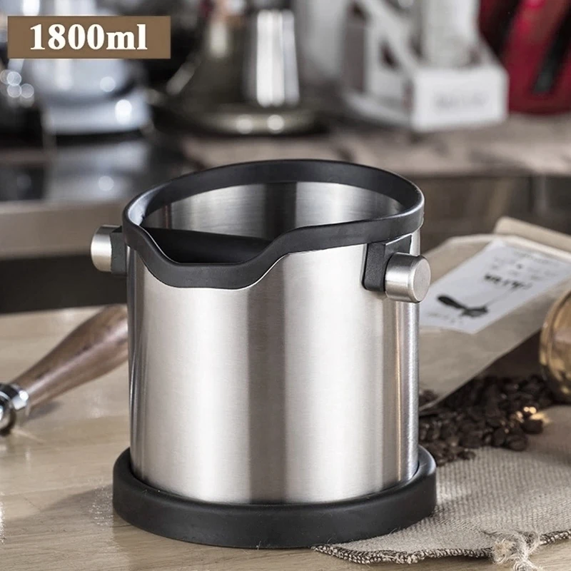 Espresso Grind Container Stainless Steel Coffee Knock Box Anti Slip Coffee Grind Dump Bin Waste Detachable Knock B