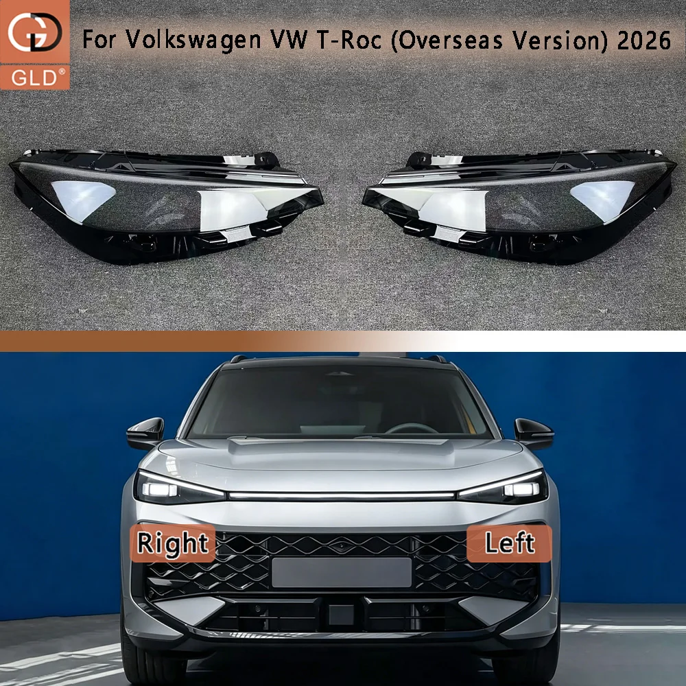 For Volkswagen VW T-Roc 2026 (Overseas Version) Headlight Cover Headlamp Transparent Lampshade Plexiglass Replace Original Lens