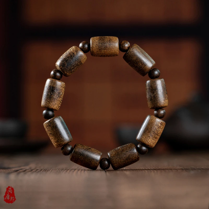 Hui'an Agarwood Bracelet Natural Eaglewood Women's Men's Buddha Beads Bracelet Fruit Fragrance Fidelity Old Materials Barrel