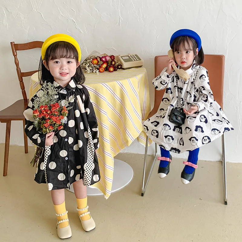 

Fashionable Big Dot Girl Dress Fine Cotton Loose Kids' Skirt Spring New Fashionable Children's Clothing