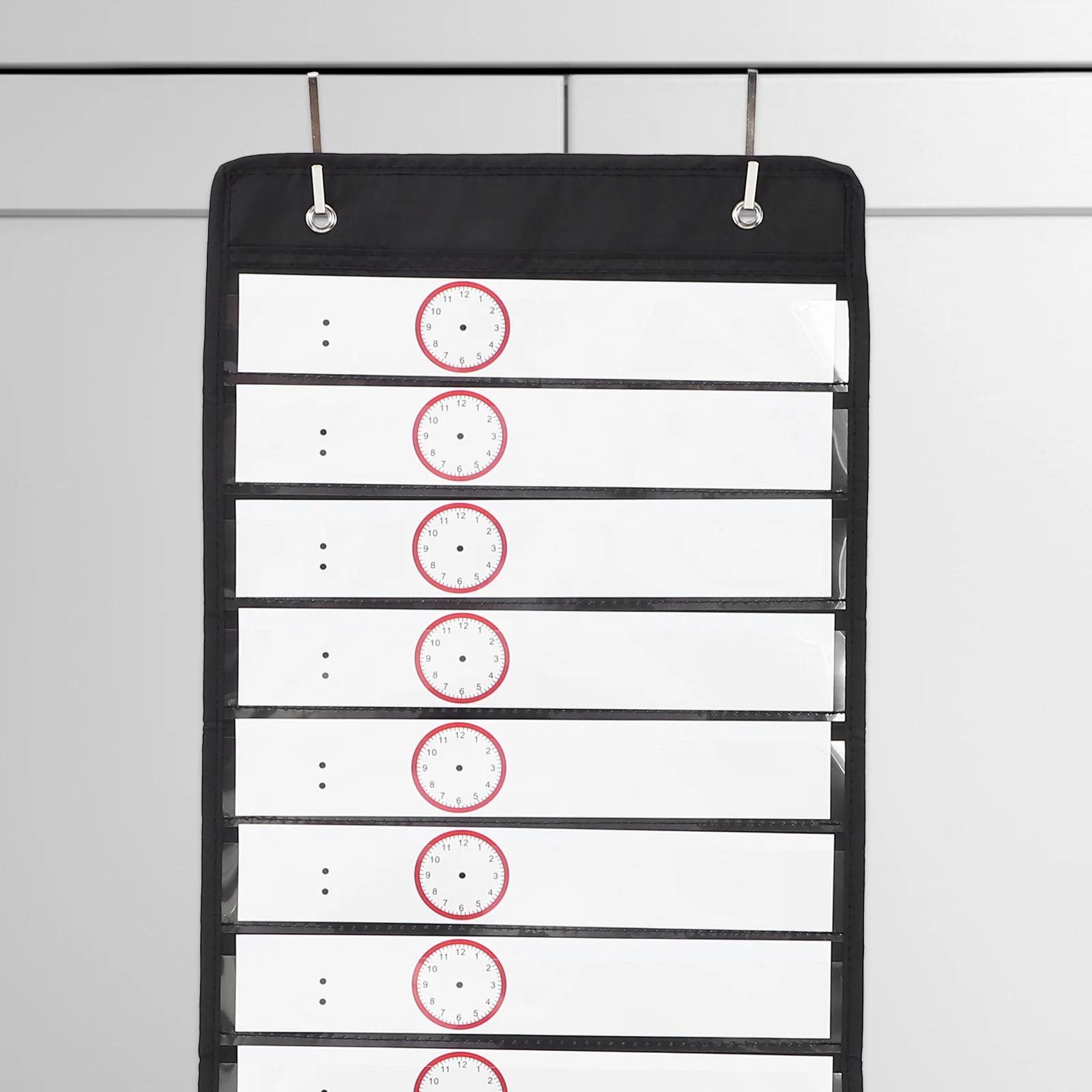 

14 Grid Black Oxford Cloth PET Schedule Pocket Chart Reusable Cards Classroom Home Office Preschool Kids Planner Educational