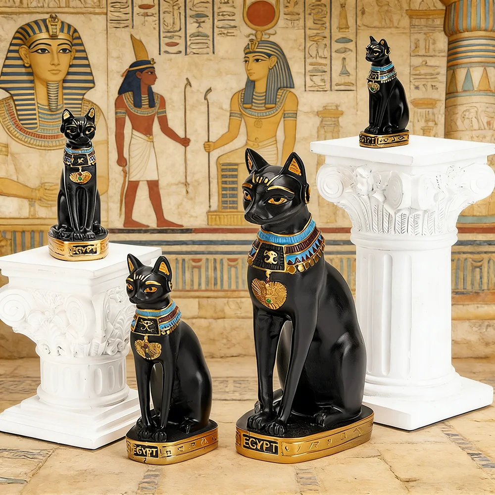Ancient Egypt God Cat Resin Ornament Bastet Handicraft Desktop Decoration Guard Museum Souvenir Mysterious Pharaoh Gift