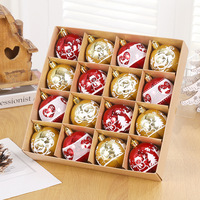16pcs 6cm Christmas Ball Ornaments Red Painted Christmas Tree Party Decoration New Year Christmas Spheres Pendant 2024