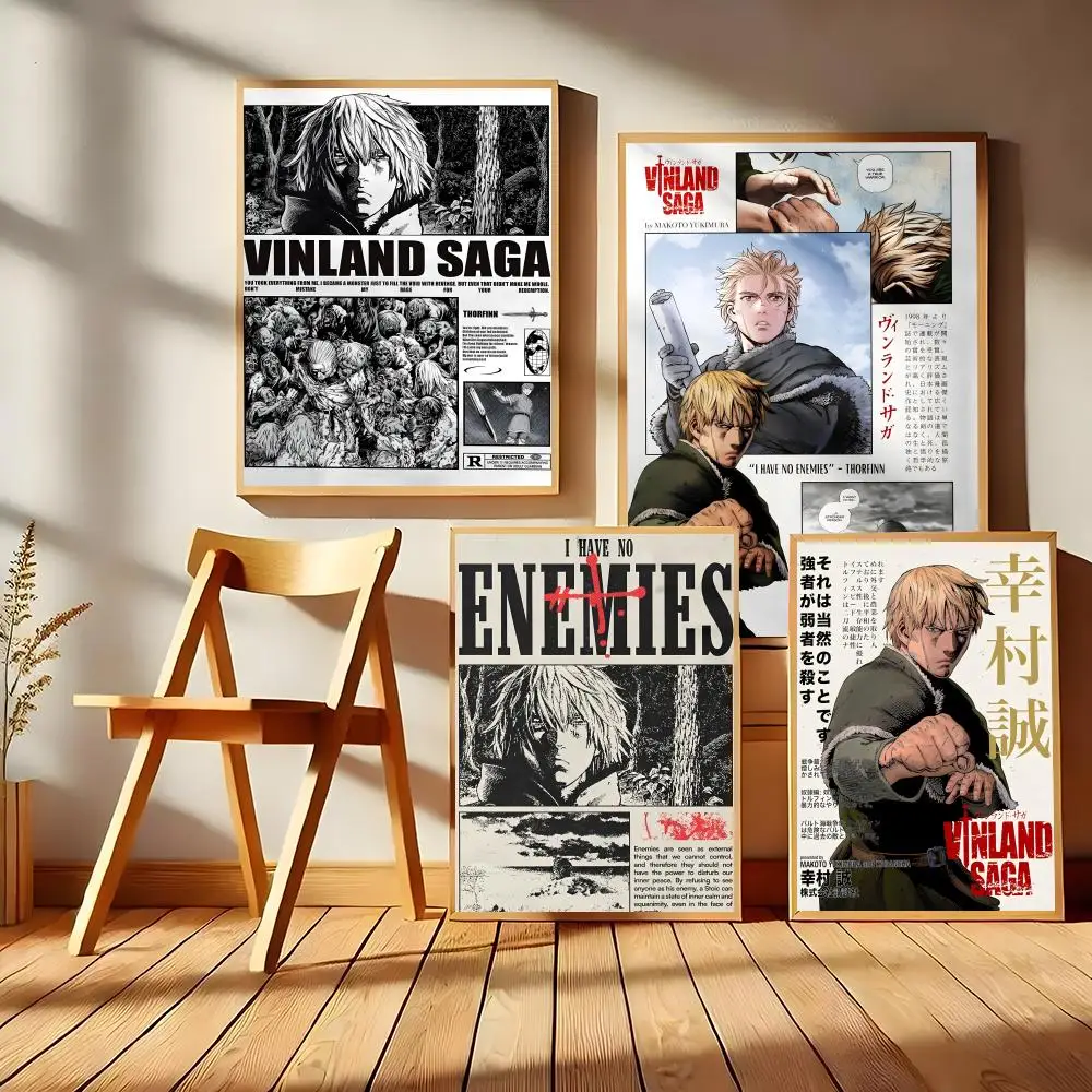 Anime V-Vinland Saga Painting Calligraphy HD Canvas Wall Art | Waterproof Fade-Resistant | Minimalist Unframed Wall Decor