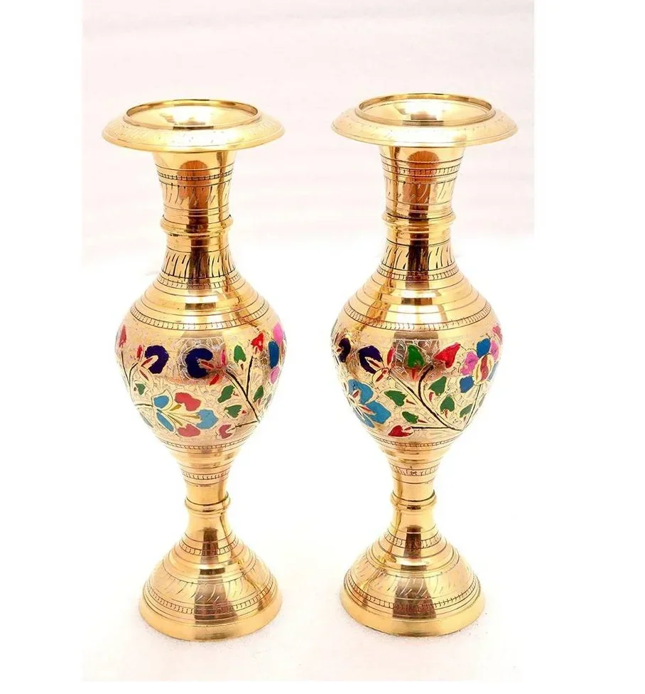 Good Quality Pure Brass Large Floor Vases Tall Wedding Metal Flower Pot Gold Antique Handmade Brass Luxury Flower Pot.