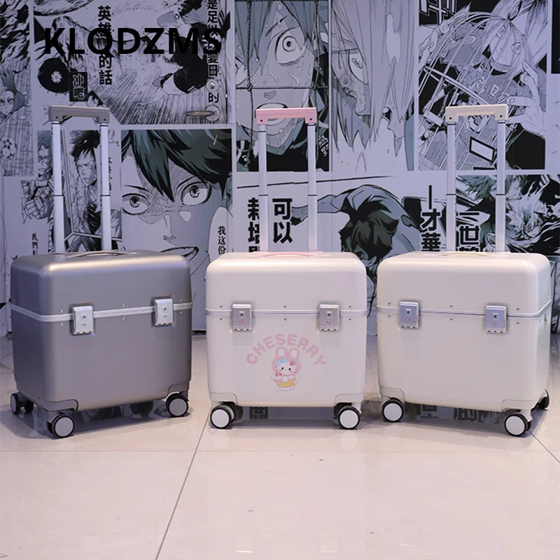 KLQDZMS Women's Suitcase 20 Inches Boarding Box Large Capacity Aluminum Frame Trolley Case Cart Travel Bag Cabin Luggage
