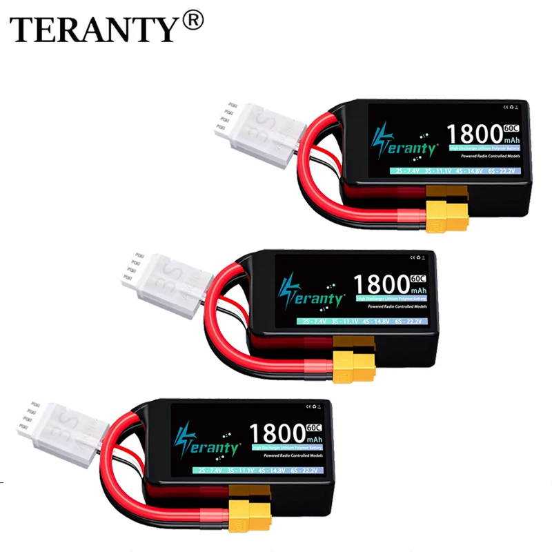 

3шт TERANTY 2S 3S 4S 1800 мАч Lipo аккумулятор 60C с T XT30 XT60 JST для радиоуправляемого автомобиля, грузовика, багги, FPV, дрона, вертолета, самолета, хобби