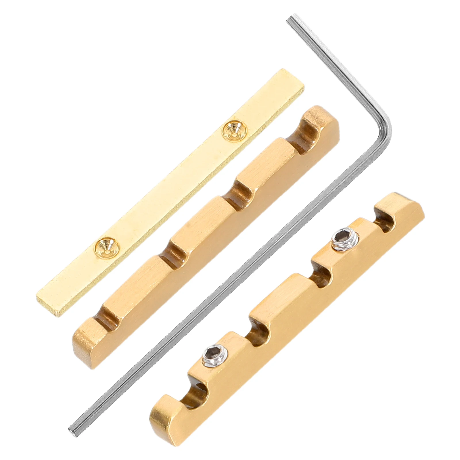 1 Set 38Mm Adjustable Brass Guitar Nut Bass Bridge Saddles String System For 4 String Electric Bass Professional Use - Image 4