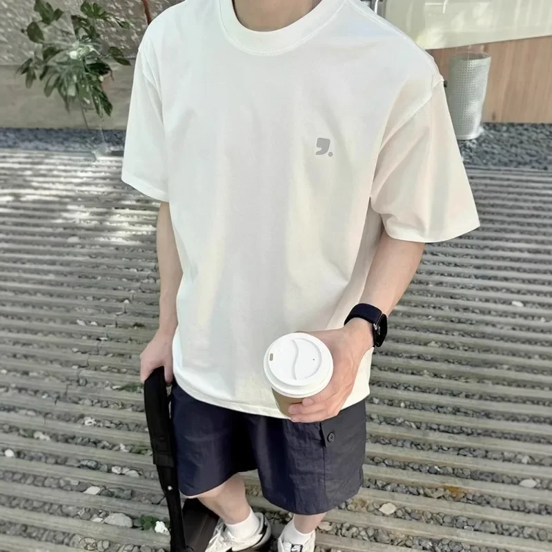 GELITAYIN Solona Cotton Men Cool Down Short Sleeve Printed Light Luxury Korean Style T-shirt Loose Basic Ultra-Light Stretch T-s