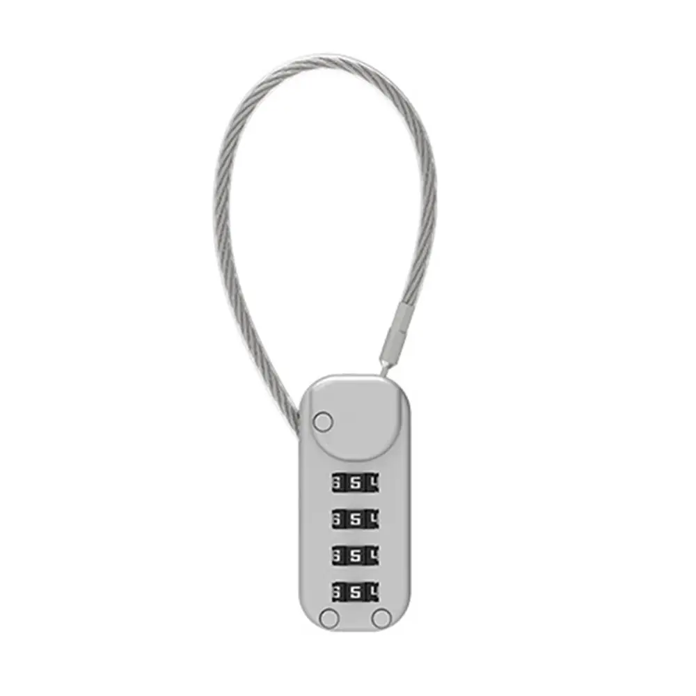 Portable Zinc alloy 4 Digit Password Lock Anti-theft Padlock Dormitory Cabinet Lock Wire Rope Backpack Zipper Lock Travel