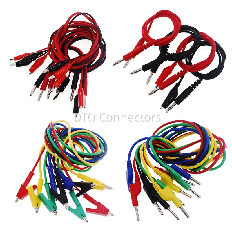 Double headed crocodile clamp wire banana plug to crocodile clamp wire power test wire connection wire color 2 wire 4 clip