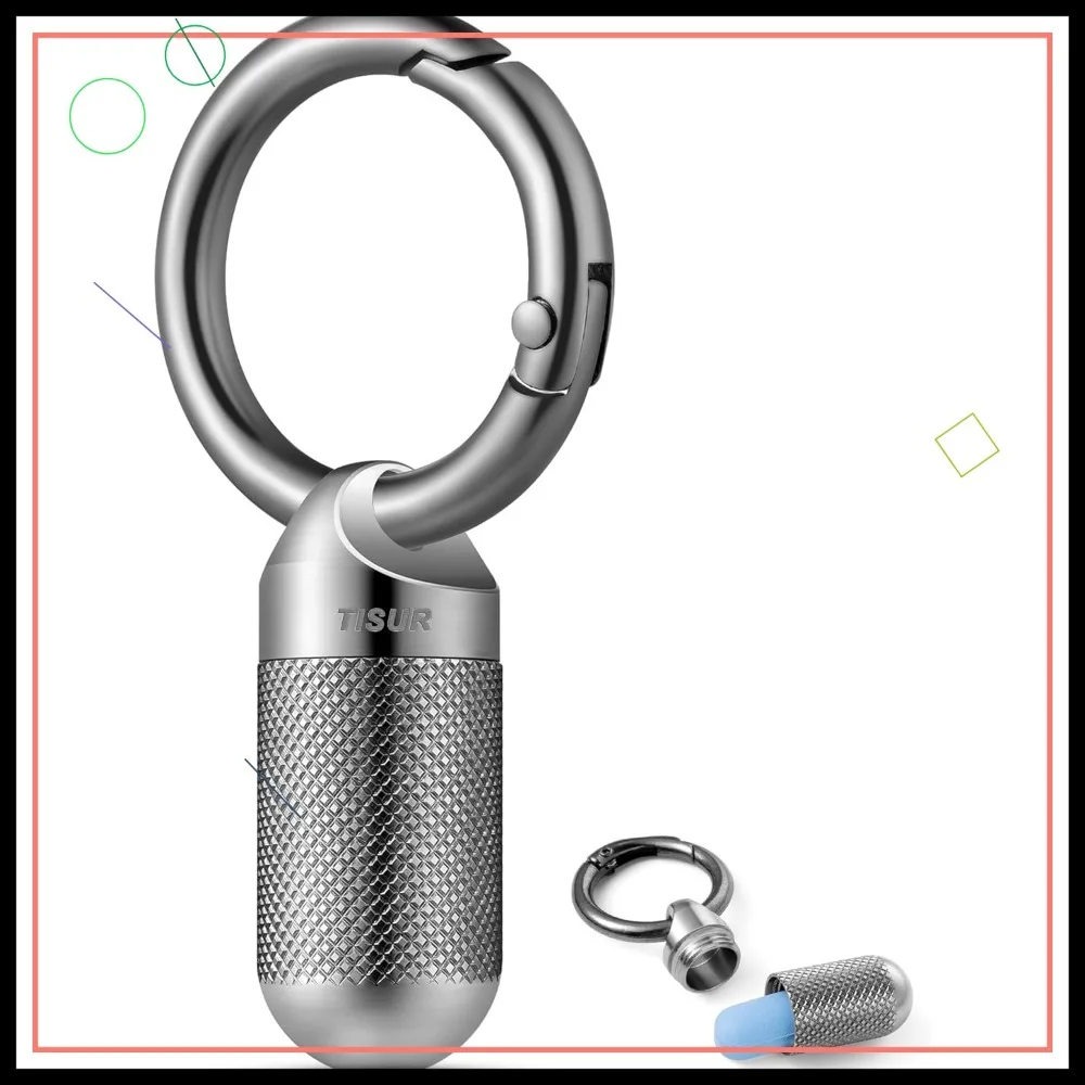 

Mini Titanium Pill Holder: Waterproof Keychain Case for Travel, Small Pill Organizer for Purse (0.39in)
