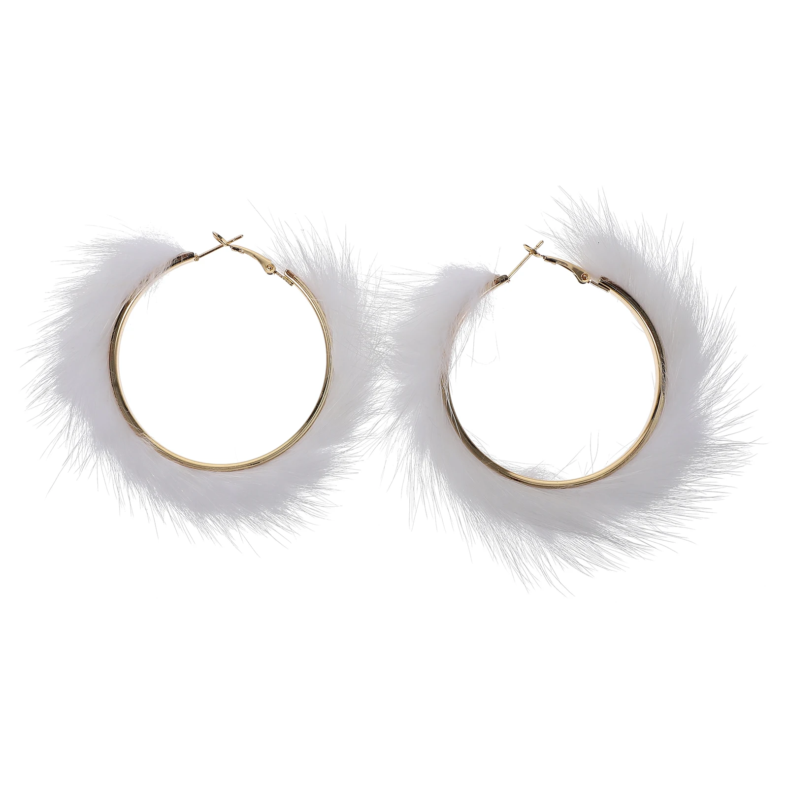 

Hair Earrings White Circular Studs Women Autumn Winter Jewelry Drop Charm Gift Birthday Valentine Engagement Party