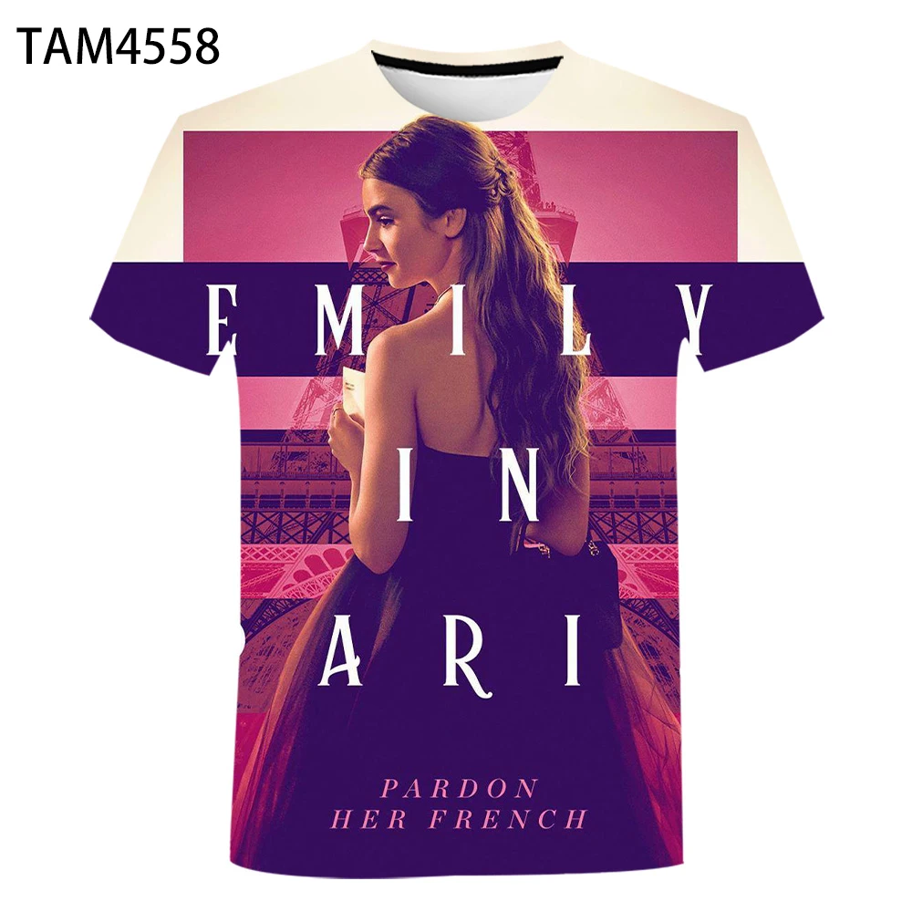 Emily in Paris 3D Print T-shirt Summer New Men Women Children Casual Fashion Streetwear Boy Girl Kids Cool Tops Tee