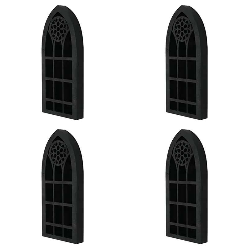 【nouvelle-vente】-4x-etageres-flottantes-murales-fenetre-d'eglise-ancienne-etagere-murale-en-cristal-tenture-murale-gothique-boho-noir-huile-essentielle-elle