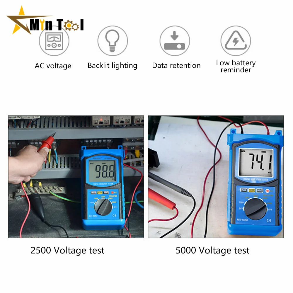 Tester di resistenza di isolamento 5000V HP-6688B 200MΩ misuratore portatile digitale megometro per strumento elettricista