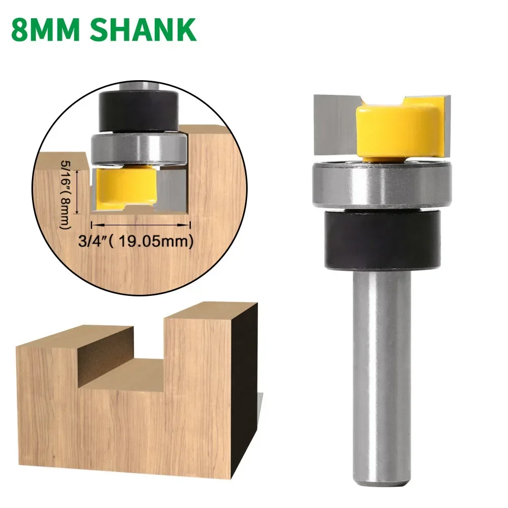 1PC 8MM Shank Milling Cutter Wood Carving Template Trim Hinge Mortising Router Bit Woodworking Tenon Cutter Woodworking Tools