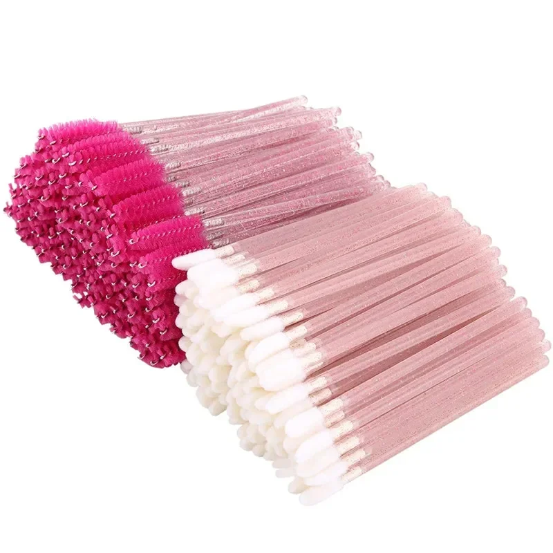 Aplicador de pincel descartável para maquiagem, 100 peças, kit de sobrancelha, rímel de cristal, varinha, batom, extensão de cílios labiais