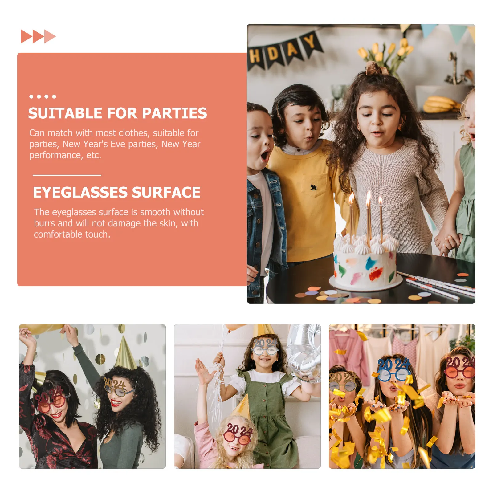 

4pcs Digital Glasses New Year Plastic Photo Props Eyeglasses Party Supplies Flash Number Lenses Funny Dancing Glasses 2024